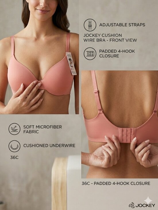 Jockey Other - Jockey Cushion Microfiber Coral Underwire Bra - Size 36C NEW